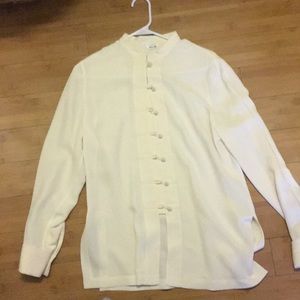 Talbots button down ivory 100% silk shirt